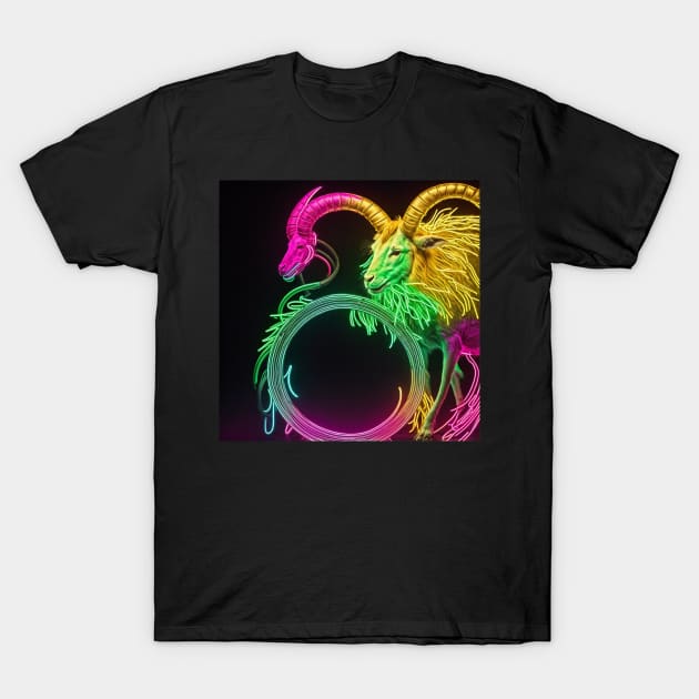 neon capricorn T-Shirt by clavianpuppet
